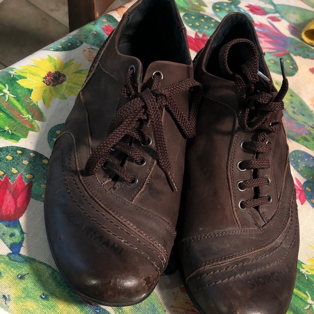 Giorgio Armani Brown Leather Men's Dress Shoes made in Italy